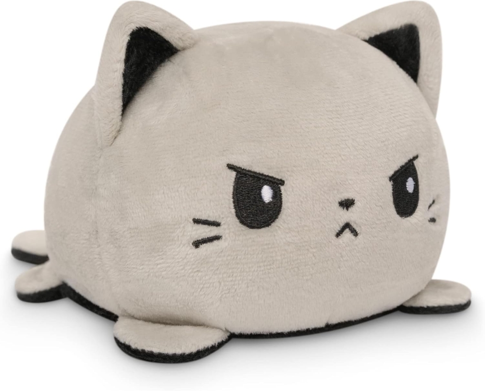 TeeTurtle The Original Reversible Cat Plushie - Black & Gray Mood Toy
