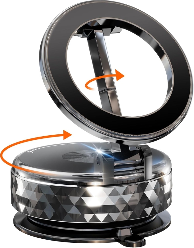 Meifigno All-Metal Magnetic Car Phone Holder - Vacuum Suction & Foldable