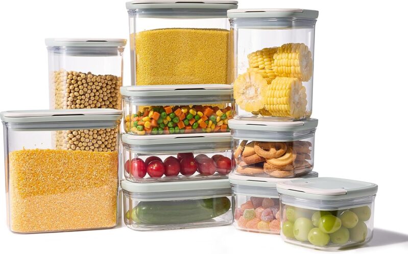 CAROTE 20-Piece Airtight Food Storage Container Set with Easy-Open Lids - BPA-Free Leakproof Pantry Organizers