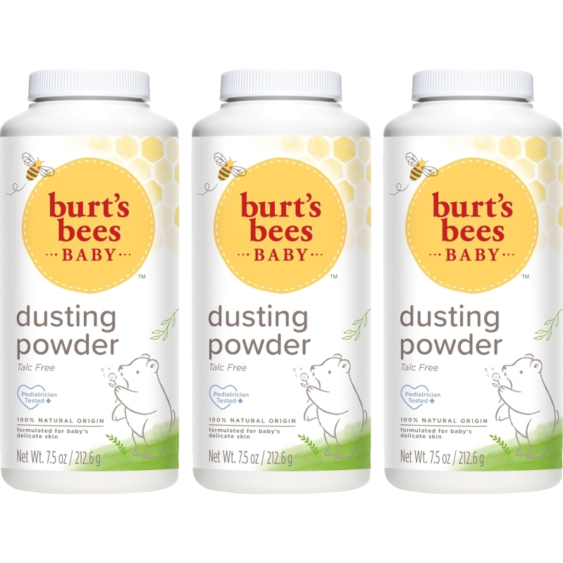 Burt's Bees Baby Dusting Powder 7.5 oz (Pack of 3) - 100% Natural Talc-Free Formula
