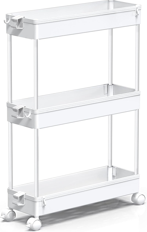 Spacekeeper Slim Rolling Storage Cart | 3-Tier & 4-Tier Utility Organizer