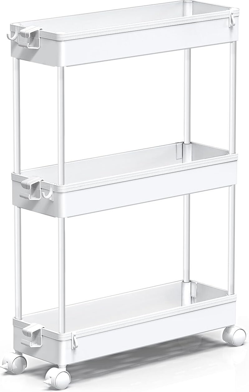Spacekeeper Slim Rolling Storage Cart | 3-Tier & 4-Tier Utility Organizer