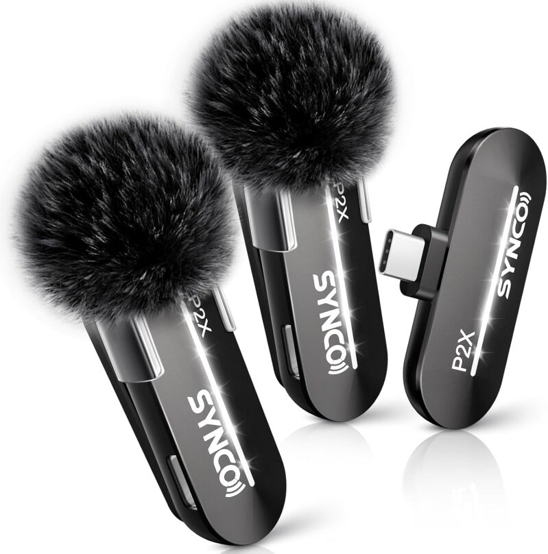 SYNCO P2XT Mini Wireless Lavalier Microphone - Dual USB-C Mic for iPhone & Android