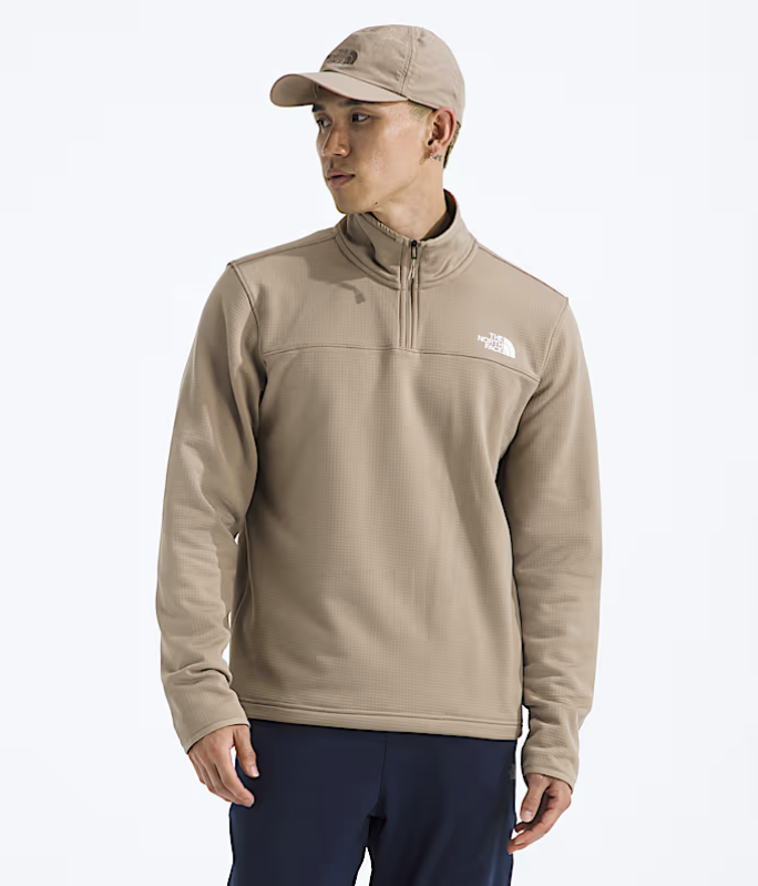 The North Face Men’s Cedar Trail Grid Fleece ¼-Zip - Mushroom Grey Lightweight Pullover