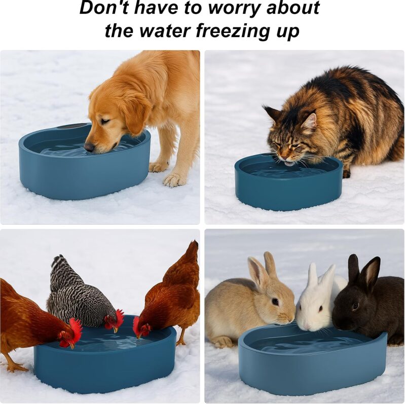 Large 125 OZ Outdoor Heated Water Bowl for Dogs & Cats - UL Certified Smart Thermal Dish