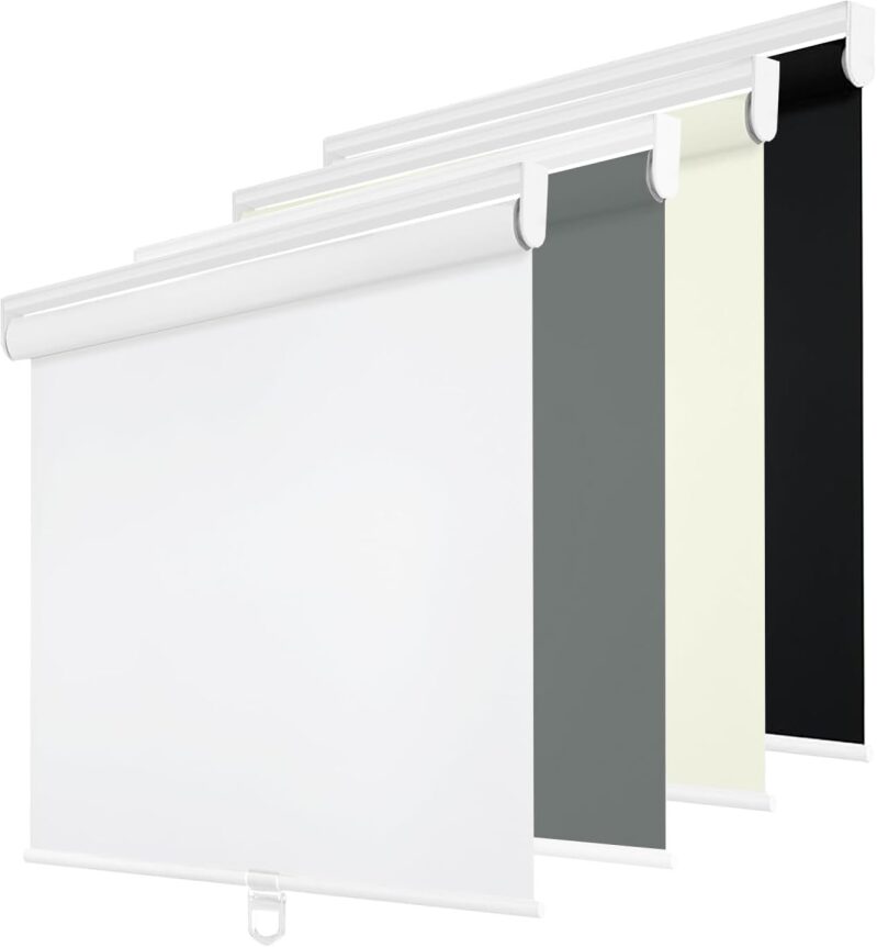 Changshade Cordless Blackout Roller Shades - Thermal Insulated UV Protection Blinds for Home & Office (White, 33