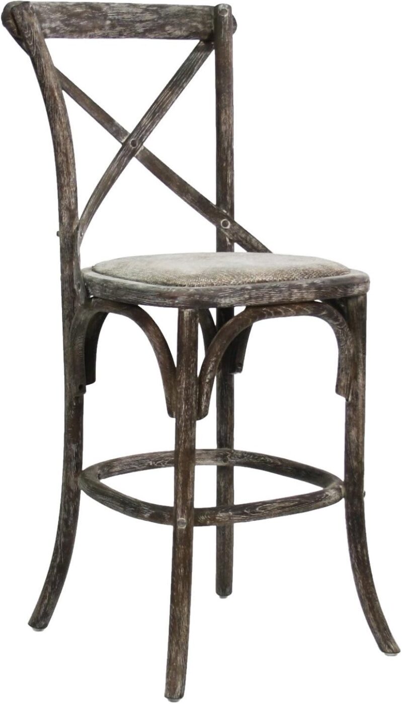 Zentique Parisienne Cafe Counter Stool - Limed Charcoal Oak French Country Seating