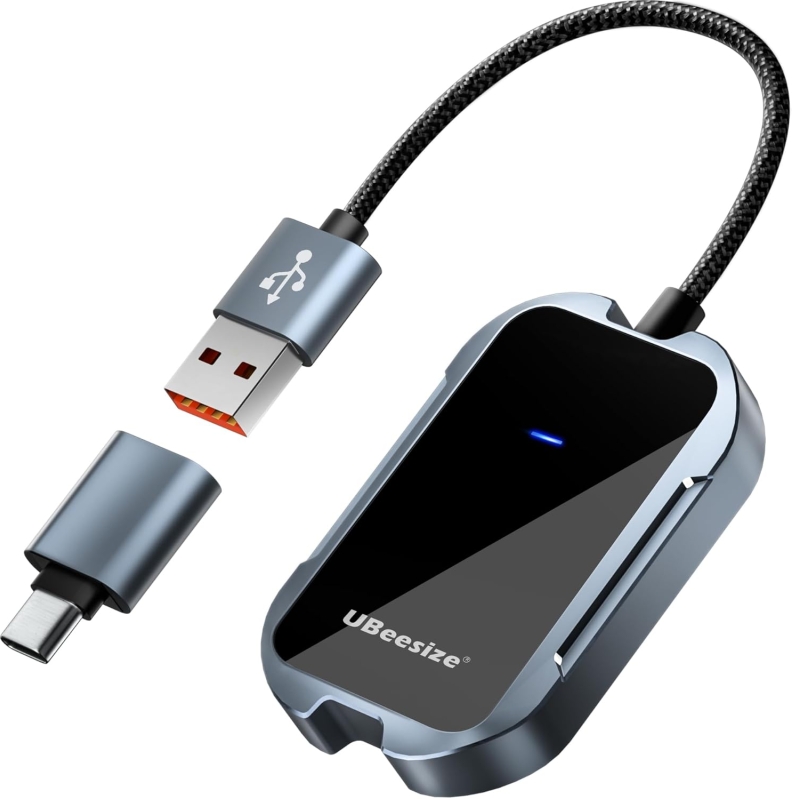 UBeesize Wireless CarPlay & Android Auto Adapter (2025) - 5.8GHz High-Speed Lag-Free Upgrade