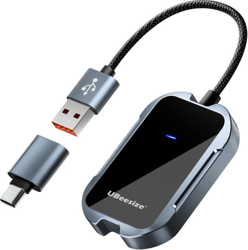 UBeesize Wireless CarPlay & Android Auto Adapter (2025) - 5.8GHz High-Speed Lag-Free Upgrade