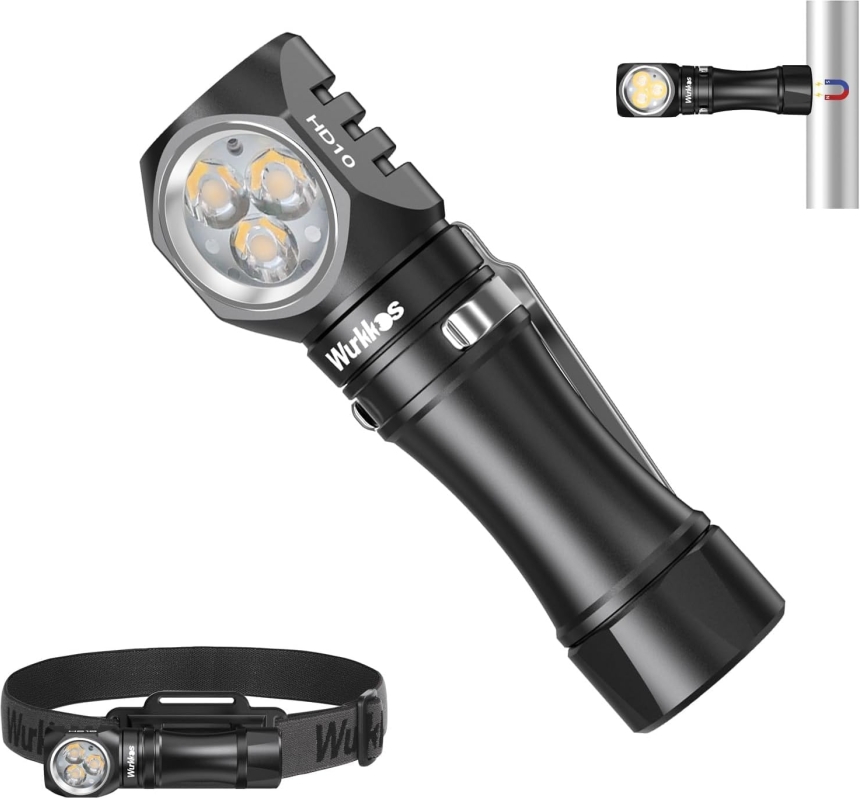 Wurkkos HD10 Rechargeable Right Angle Flashlight - 1200 Lumens & Anduril 2.0
