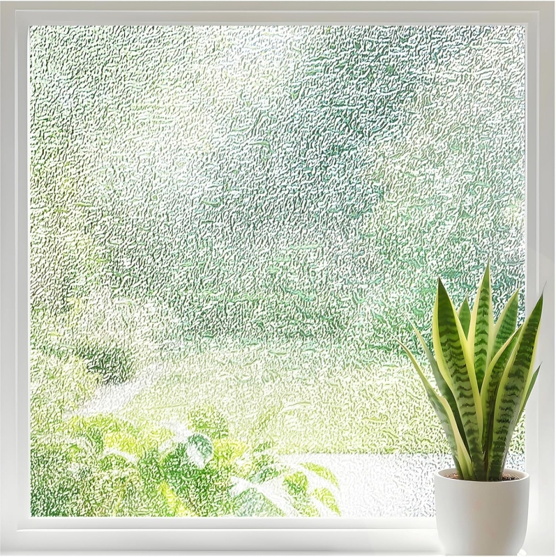 Frosted Ice Vein Texture Window Privacy Film - Static Cling UV Blocking Covering (17.5 x 78.7 Inches)