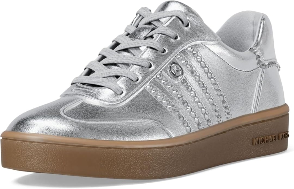 Michael Kors Women's Scotty Lace-Up Sneakers - Metallic Leather Soccer-Inspired Low-Tops