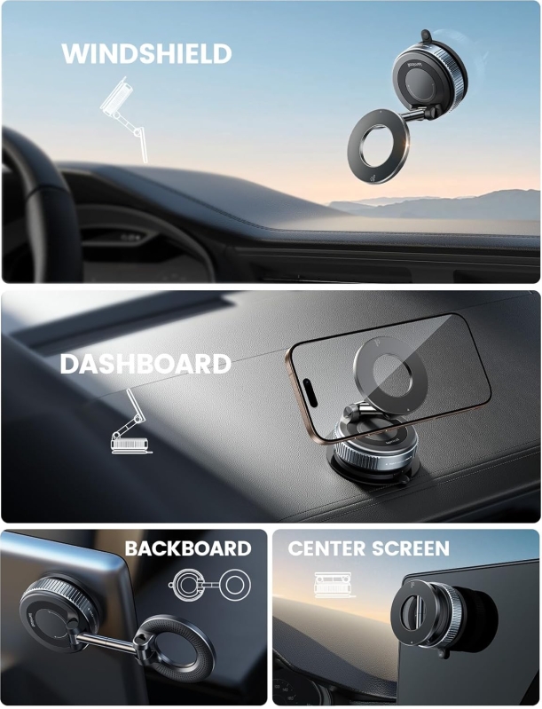 Lamicall Magnetic Car Phone Holder - 70 LBS Strong Suction Cup Mount for MagSafe