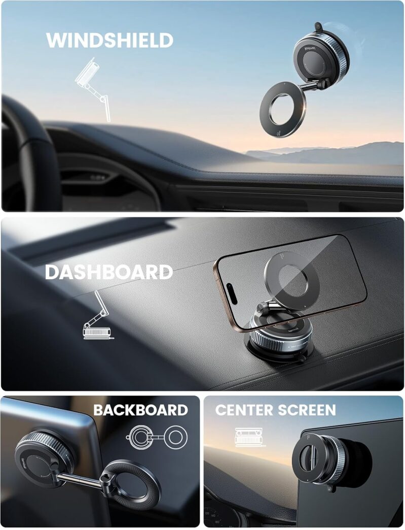 Lamicall Magnetic Car Phone Holder - 70 LBS Strong Suction Cup Mount for MagSafe