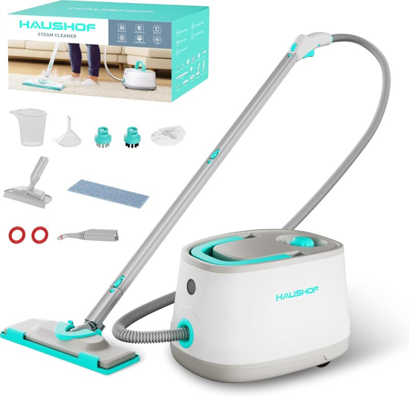 HAUSHOF 1500W Canister Steam Cleaner - 1.5L Tank with 4 Bar Pressure & 16 Accessories
