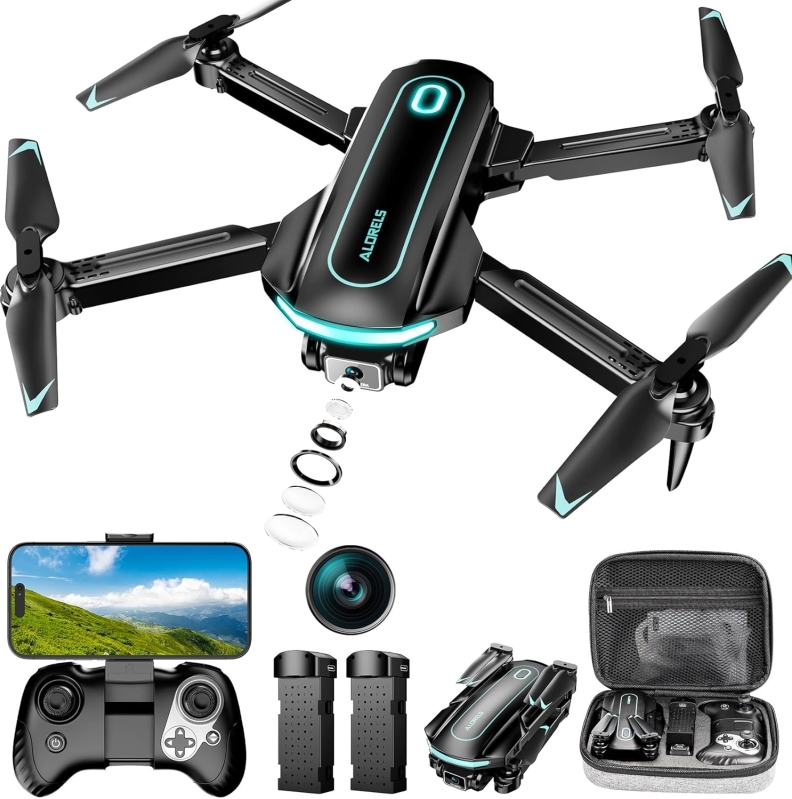 1080P HD FPV Foldable Mini Drone - Beginner-Friendly Quadcopter with 2 Batteries & Case