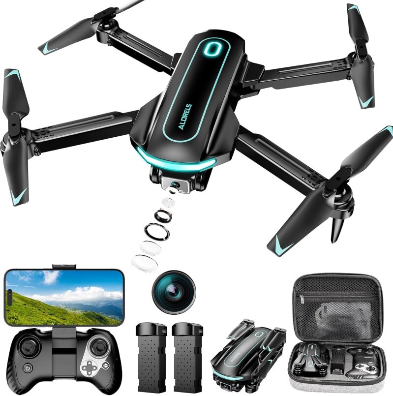 1080P HD FPV Foldable Mini Drone - Beginner-Friendly Quadcopter with 2 Batteries & Case