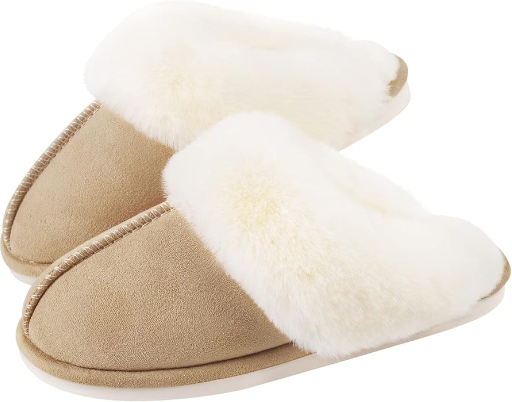 Parlovable Women's Memory Foam Slippers - Non-Slip Faux Fur Indoor Outdoor House Shoes