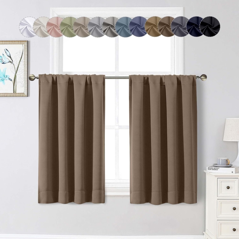WelvetBLK Brown Cafe Blackout Curtains - 36