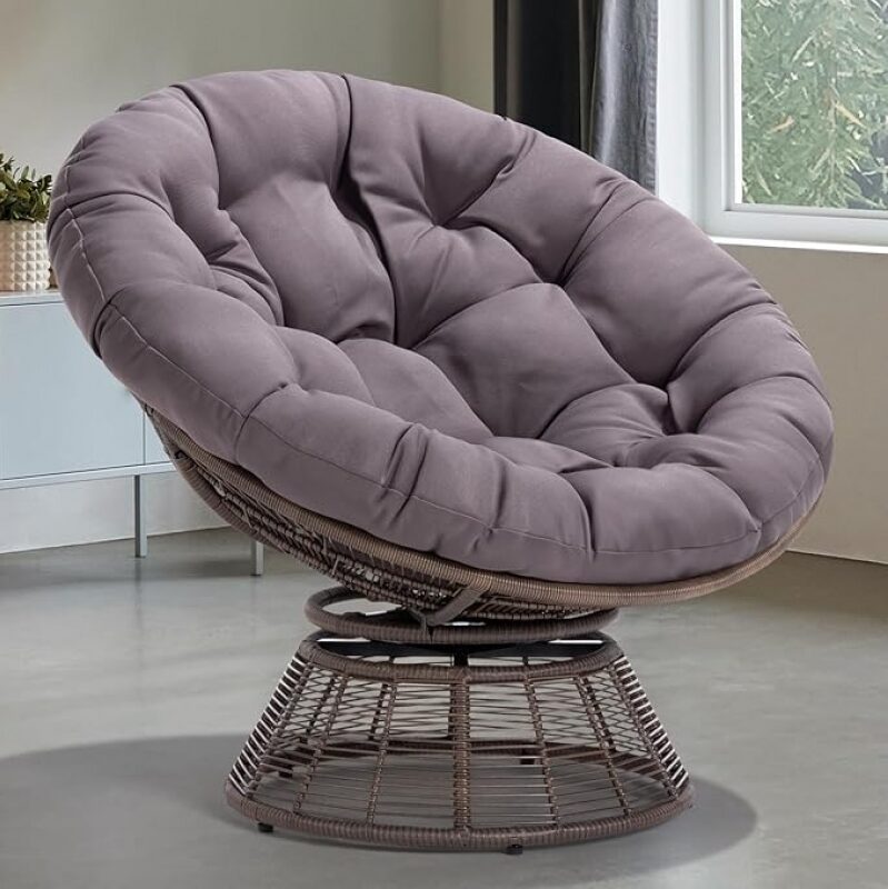 Save $55 on 40'' Ergonomic Wicker Papasan Chair with Soft Fabric Cushion - Only $123.99!