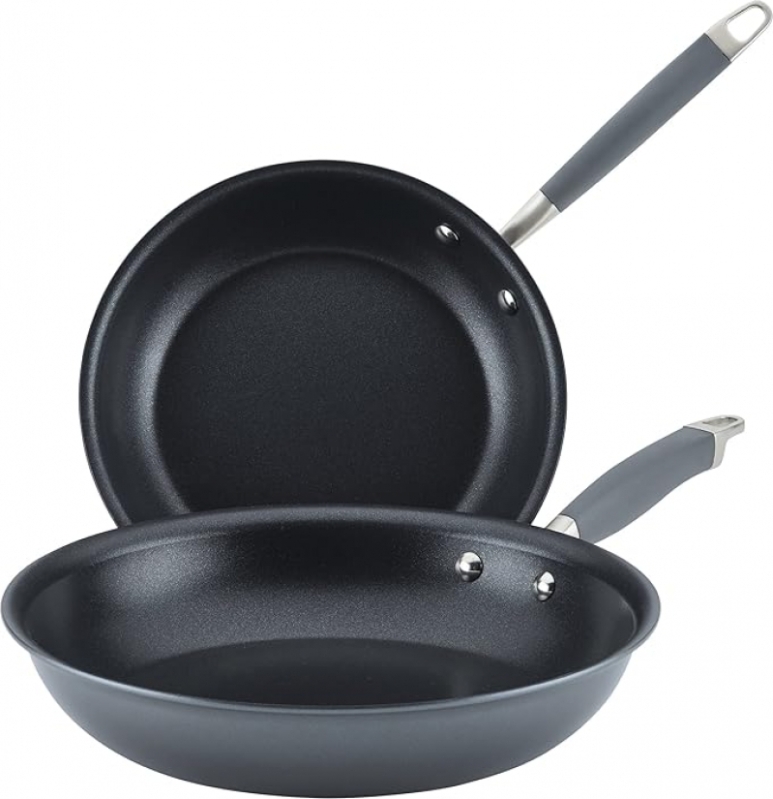 Anolon Advanced Home Hard-Anodized Nonstick Skillet Set – 2‑Piece, Moonstone – 50% Off