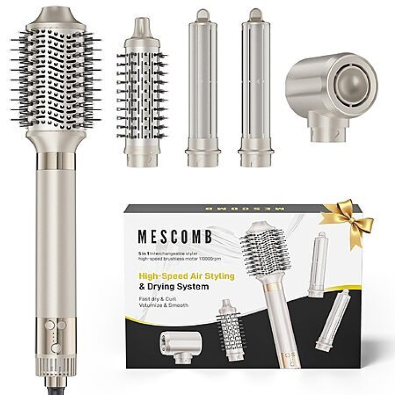 60% Off MESCOMB 5-in-1 Hot Air Styler – Auto Wrap Curlers, Dryer & Brush for $49.99