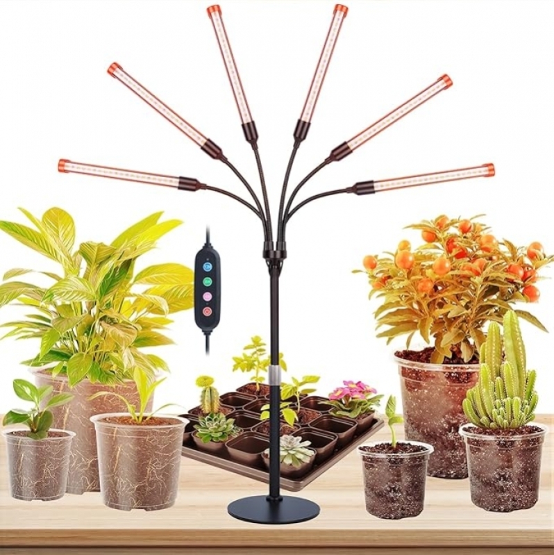FECiDA 6-Head Tabletop Grow Light – 54W Full Spectrum, 50% Off – Ideal for Seed Starting & Bonsai