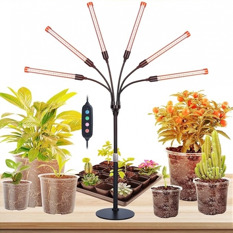 FECiDA 6-Head Tabletop Grow Light – 54W Full Spectrum, 50% Off – Ideal for Seed Starting & Bonsai