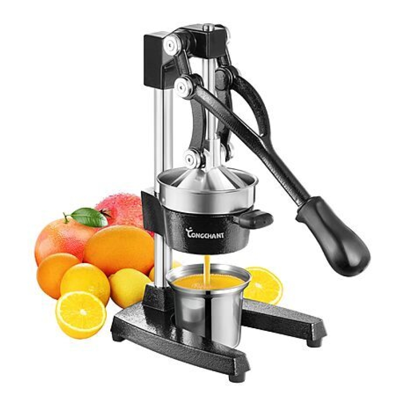 TONGCHANT Cast Iron Juicer with Stainless Steel Cup – $61.99, Black – Durable Manual Press
