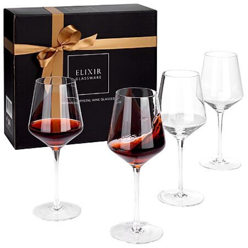 Elixir Crystal Red Wine Glasses – 4‑Piece Set for $11.19