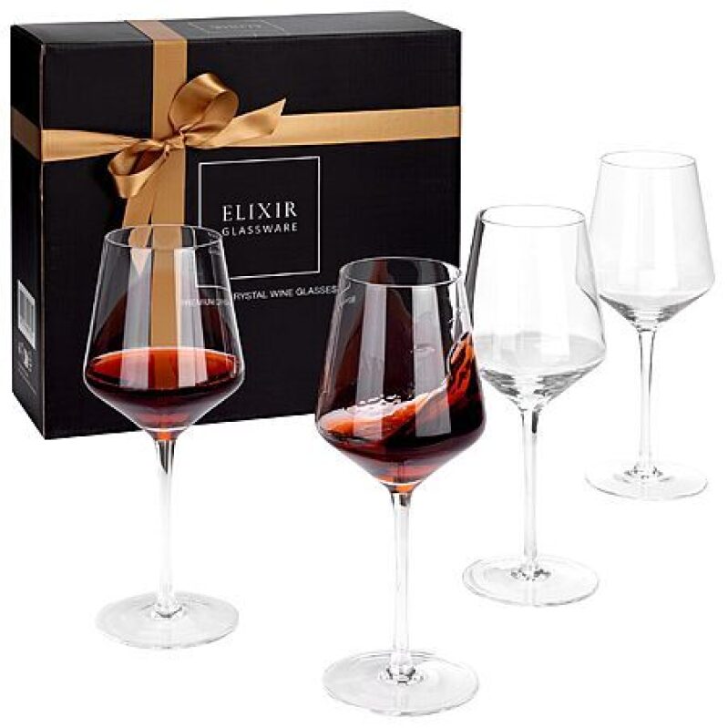 Elixir Crystal Red Wine Glasses – 4‑Piece Set for $11.19