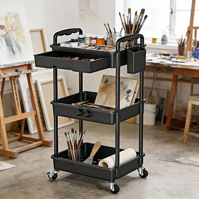 Prime Deal: 3‑Tier Sunally Rolling Storage Cart with Drawer – $12.87