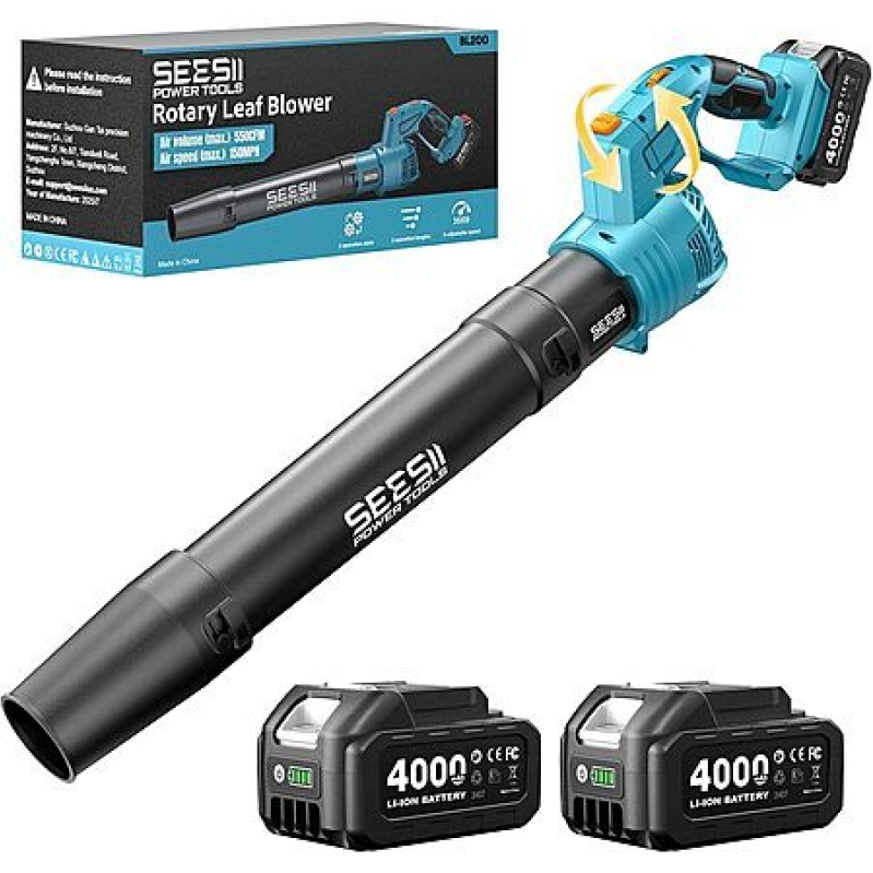 SEESII Cordless Leaf Blower – 2×4.0Ah Batteries + Charger – 50% Off