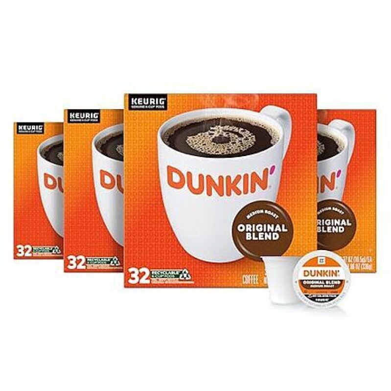 Dunkin' Medium Roast K‑Cup Pods – 4‑Pack (32‑Count) – $30.46, Save 56%