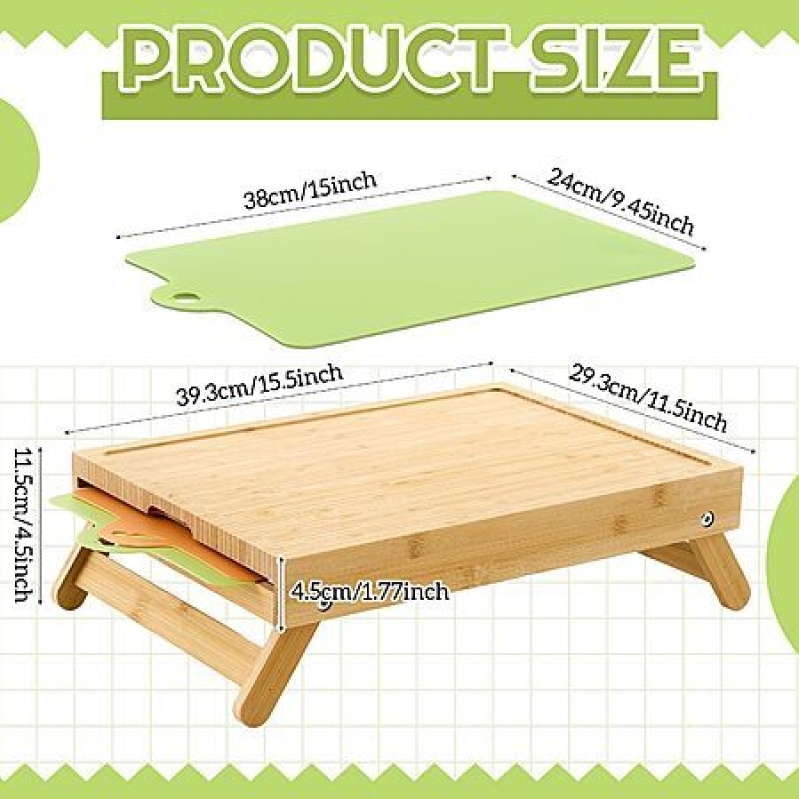 Remerry Large Raised Bamboo Cutting Board with Foldable Legs + 2 Mats – $14.99 Deal