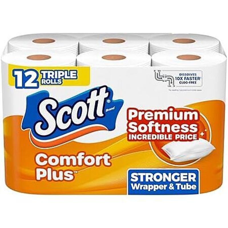 Scott ComfortPlus Triple Roll Toilet Paper 12-Pack – $5.40 Deal