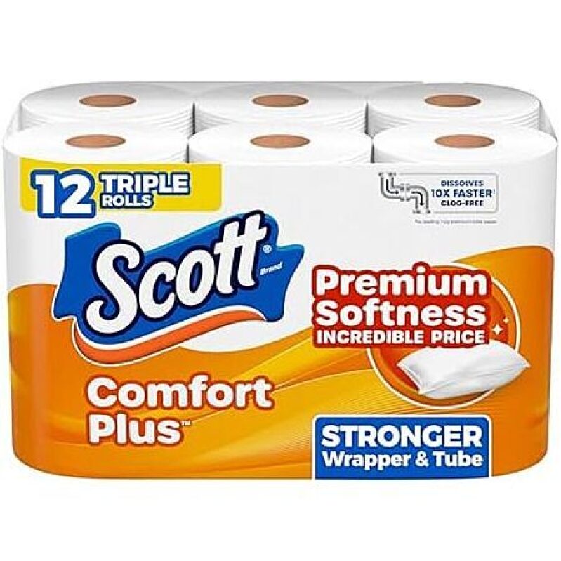 Scott ComfortPlus Triple Roll Toilet Paper 12-Pack – $5.40 Deal