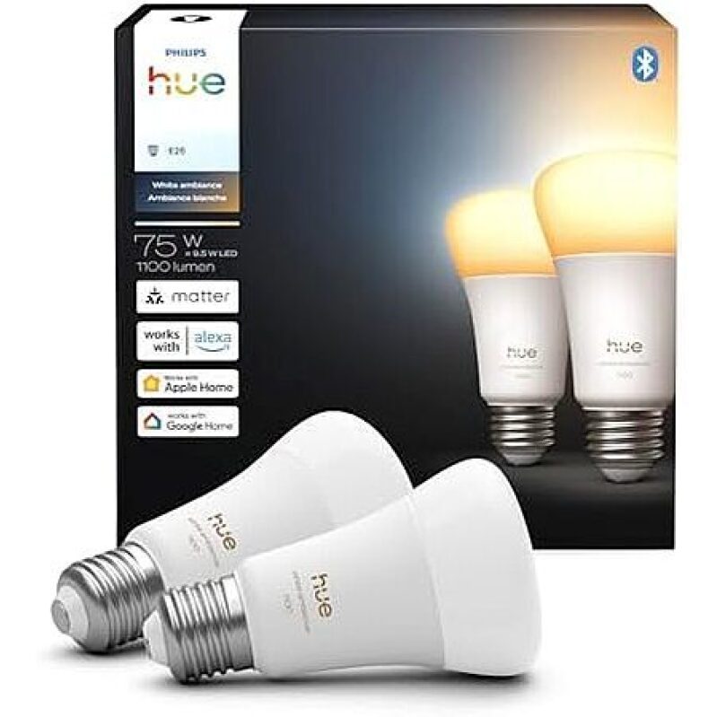 Philips Hue Smart LED A19 Bulb (2-Pack) – Full Spectrum, Dimmable – $41.24 Deal