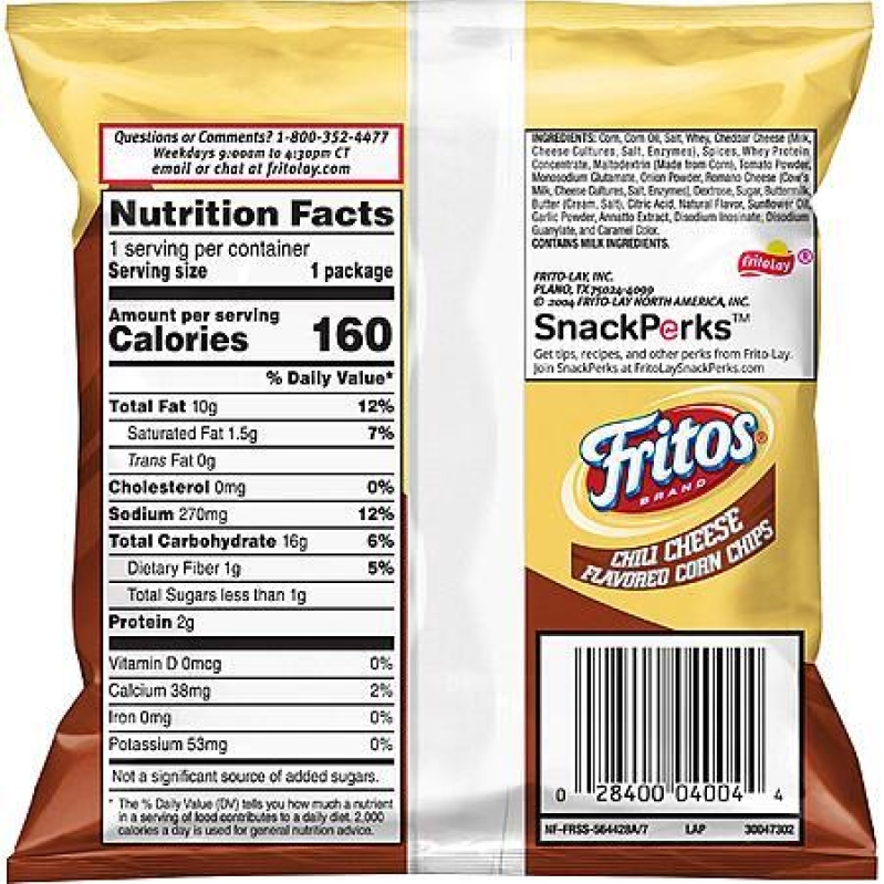 40-Pack 1oz Fritos Chili Cheese Corn Chips – $0.41 per Bag Deal