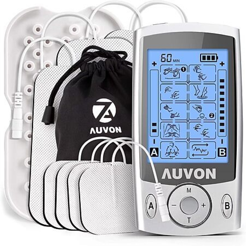 AUVON Dual Channel TENS Unit – 20 Modes + Electrode Pads – $23.98 Deal