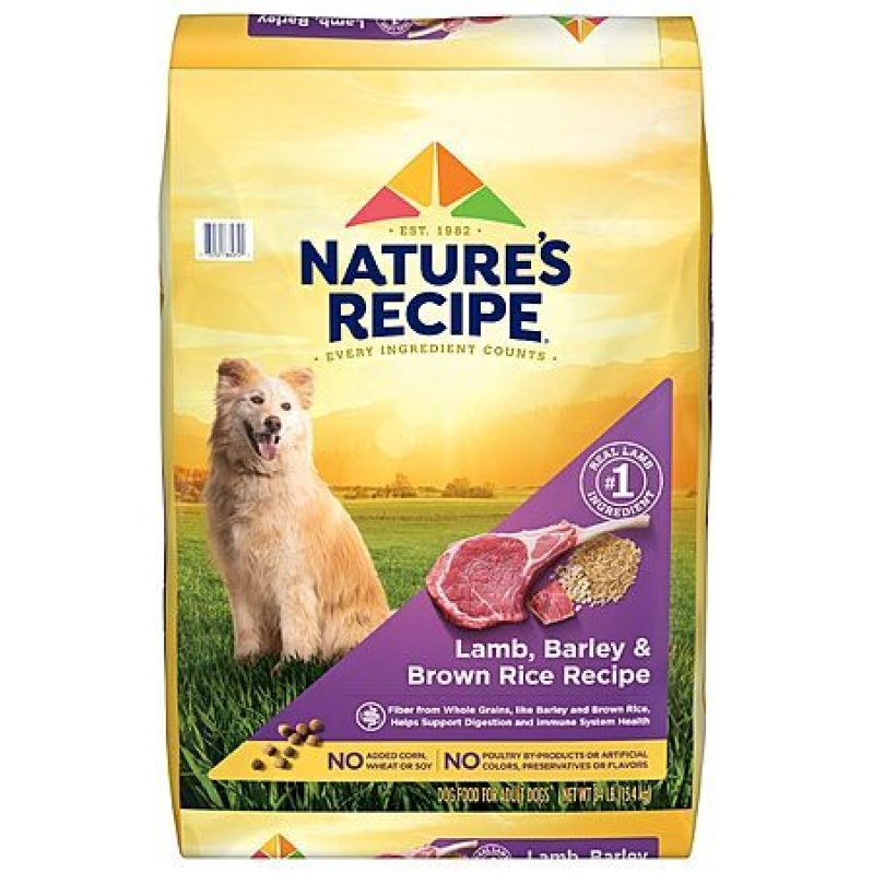 Nature’s Recipe Lamb, Barley & Brown Rice Dry Dog Food – 34 lb Bag for $24.77 – Prime Free Shipping
