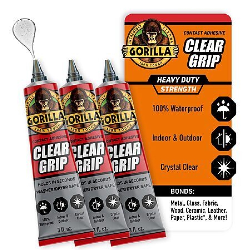 Gorilla Clear Grip Waterproof Contact Adhesive 3‑Pack – $9 Deal