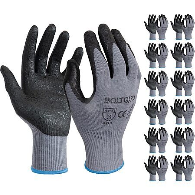 12‑Pair Boltgard Nitrile Grip Work Gloves – $12 Deal, Free Shipping