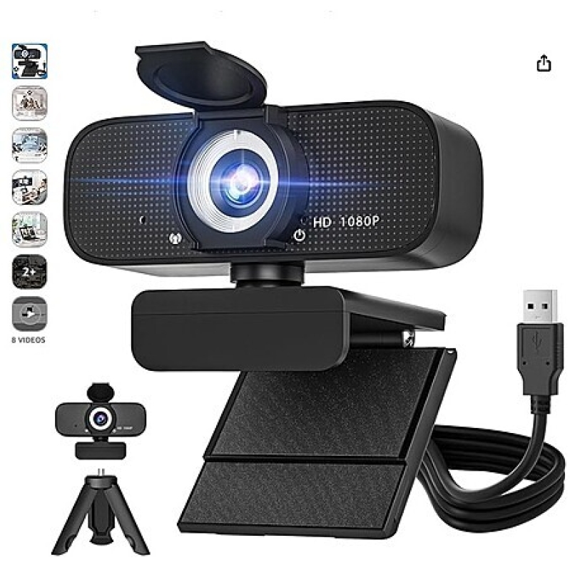 1080p HD Webcam with Auto Focus & Noise‑Cancel Mic – Plug‑and‑Play for $7.99 (Coupon)