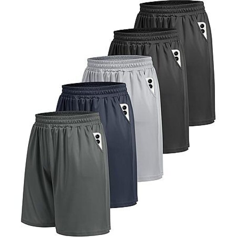 5‑Pack Men’s Gym Shorts with Pockets – Large Only, $20