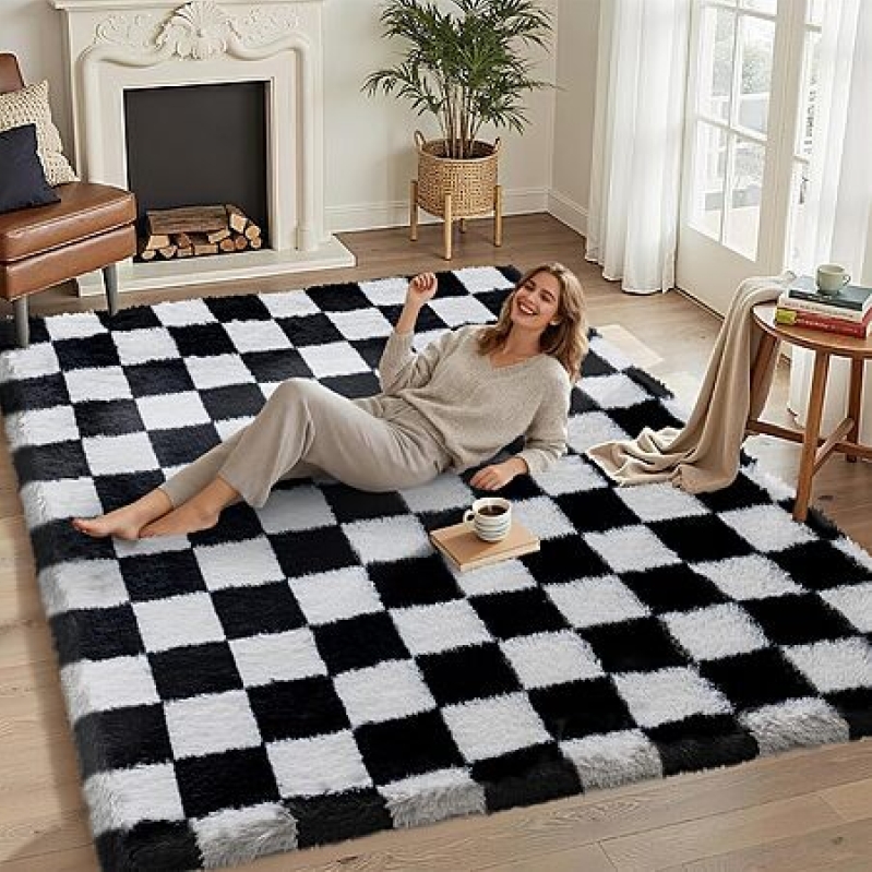 5x7 Black & White Area Rug – Soft, Stain‑Resistant, Only $15.49