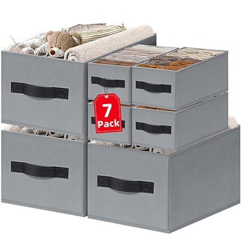 7-Pack Closet Organizer Bins – Dual Size with Handles – $13.99 Deal