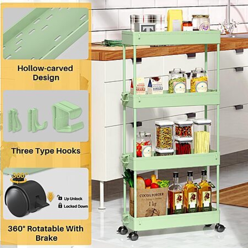 4‑Tier Rolling Storage Cart – Prime Deal, 45% Off with Code