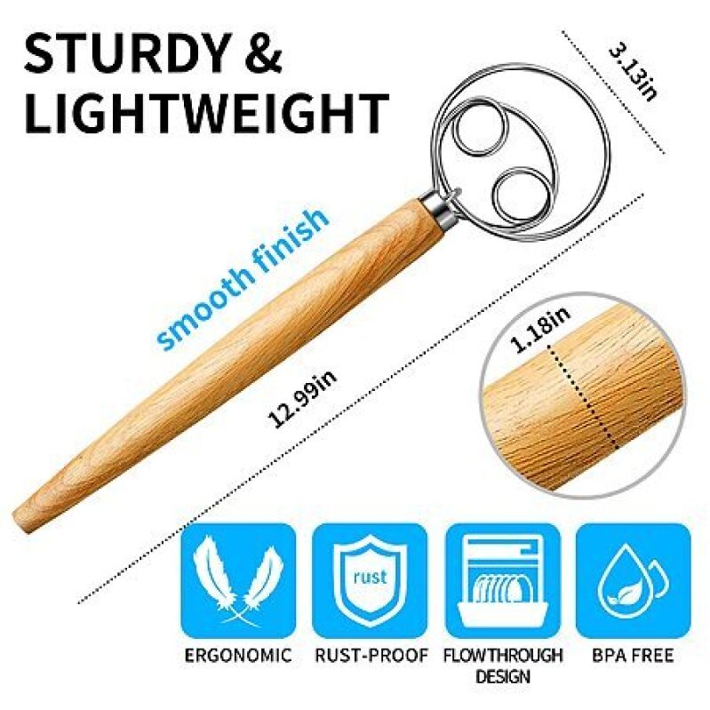TEEVEA Danish Dough Whisk – Stainless Steel Hook – $5-$10