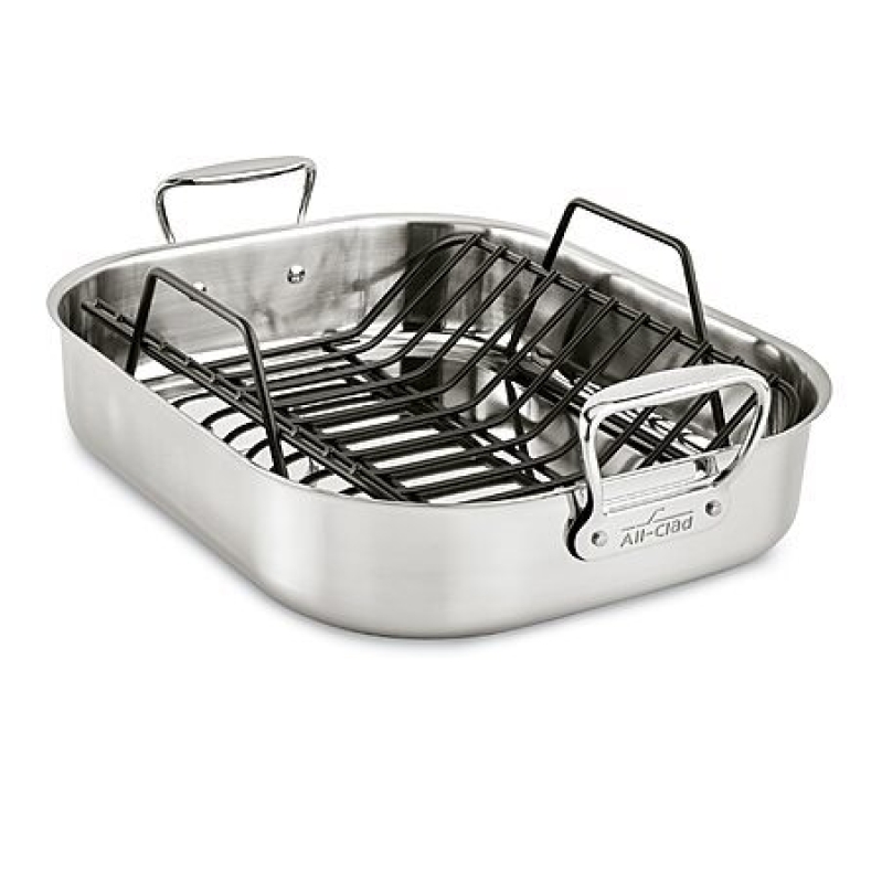 All-Clad 16x13 Stainless Roaster with Nonstick Rack – Oven Safe to 600°F